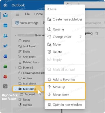 How to customize the order of folders