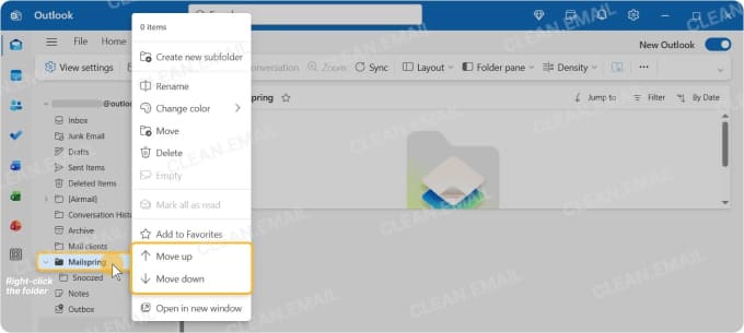 How to customize the order of folders