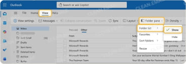 How to reorder folders in Outlook on the web