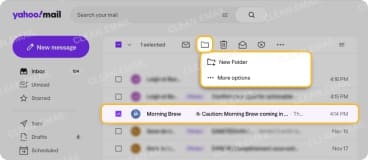 Move emails that require action or future reference to the appropriate folder