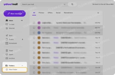 Creating a folder in Yahoo Mail
