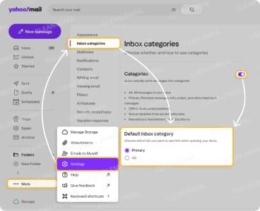 Enabling Categories in Yahoo Mail on the web