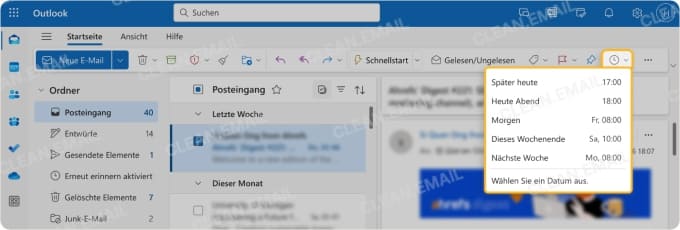 E-Mails für später zurückstellen in Outlook auf Desktop