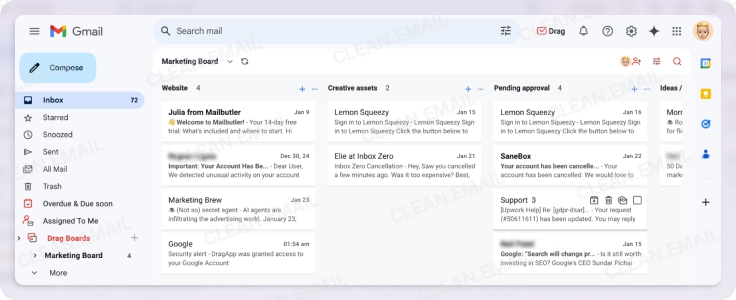 Drag Gmail extension for team email management