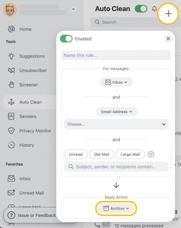 Automatically archive emails with Auto Clean in Clean Email