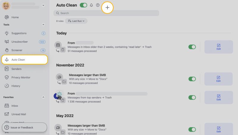 Create Auto Clean rules with Clean Email