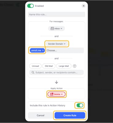 Clean Email option to block an entire email domain