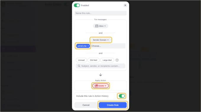 Clean Email option to block an entire email domain