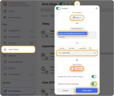 Clean Email Auto Clean rule for a newsletter folder