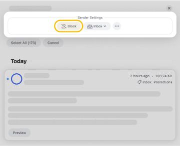 mac email client block sender