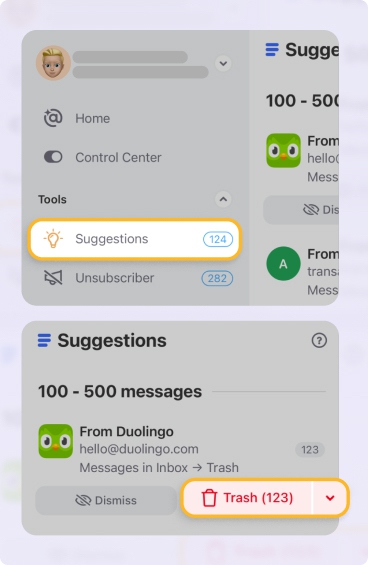 Cleaning Suggestions the smart feature of Clean Email