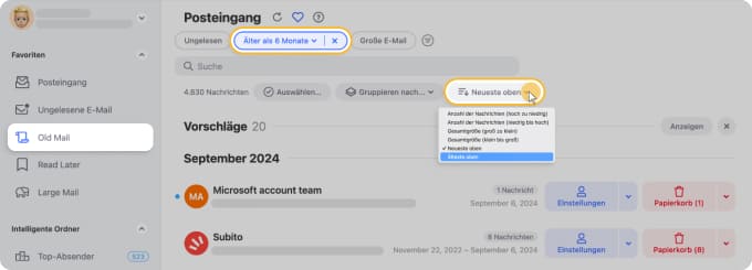 Sortieren und löschen Sie Gmail-Nachrichten nach Alter in Clean Email