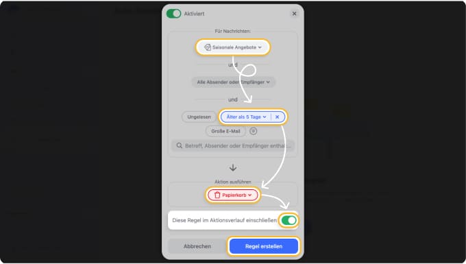Automatische Regeln mit der Funktion Smart Folder in Clean Email