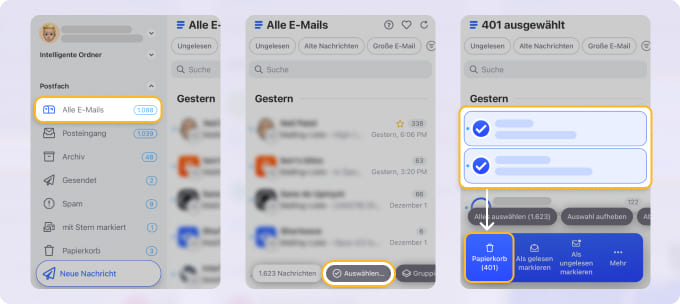 So löschen Sie alle E-Mails eines Absenders mit Clean Email
