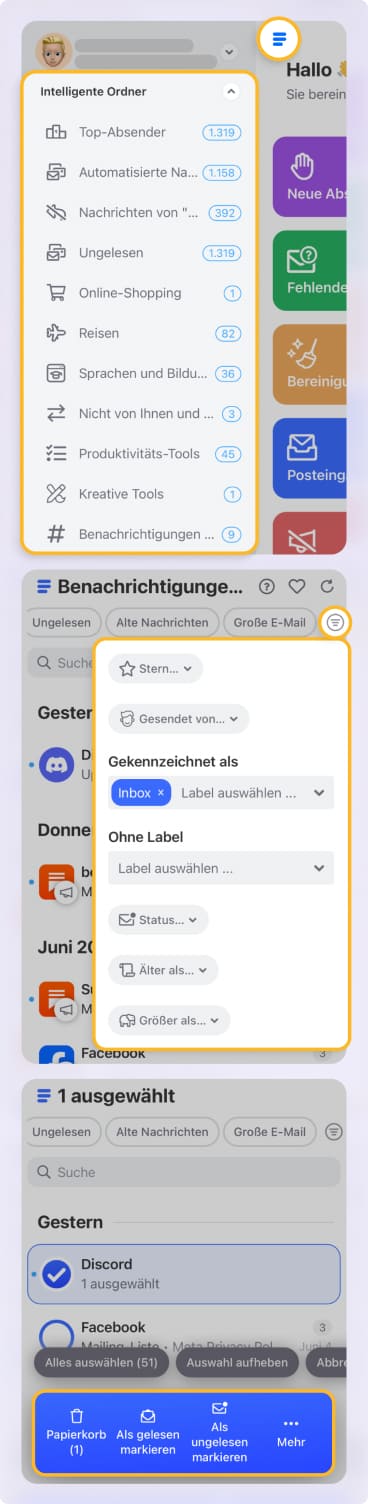 Nachrichten automatisch filtern und in Ordnern kategorisieren – mit Clean Email