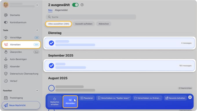 Newsletter massenhaft mit Clean Email abmelden