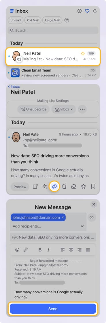 Send messages and keep your inbox clean and organized with Clean Email