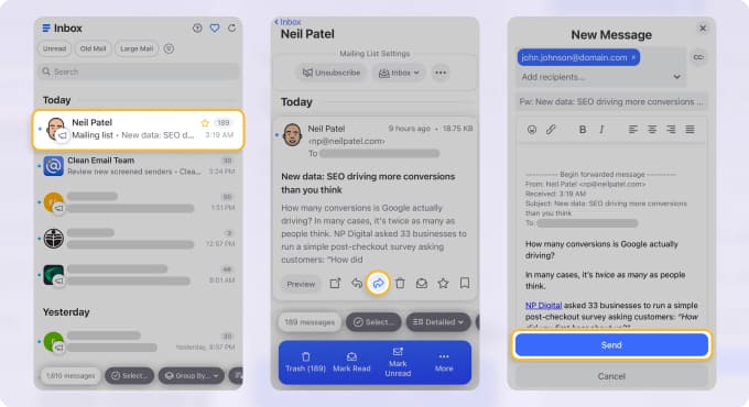 Send messages and keep your inbox clean and organized with Clean Email