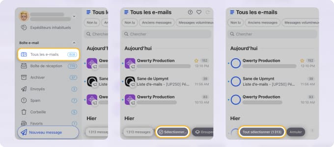 Sélectionnez tous vos e-mails Yahoo en une seule fois avec Clean Email sur iPhone