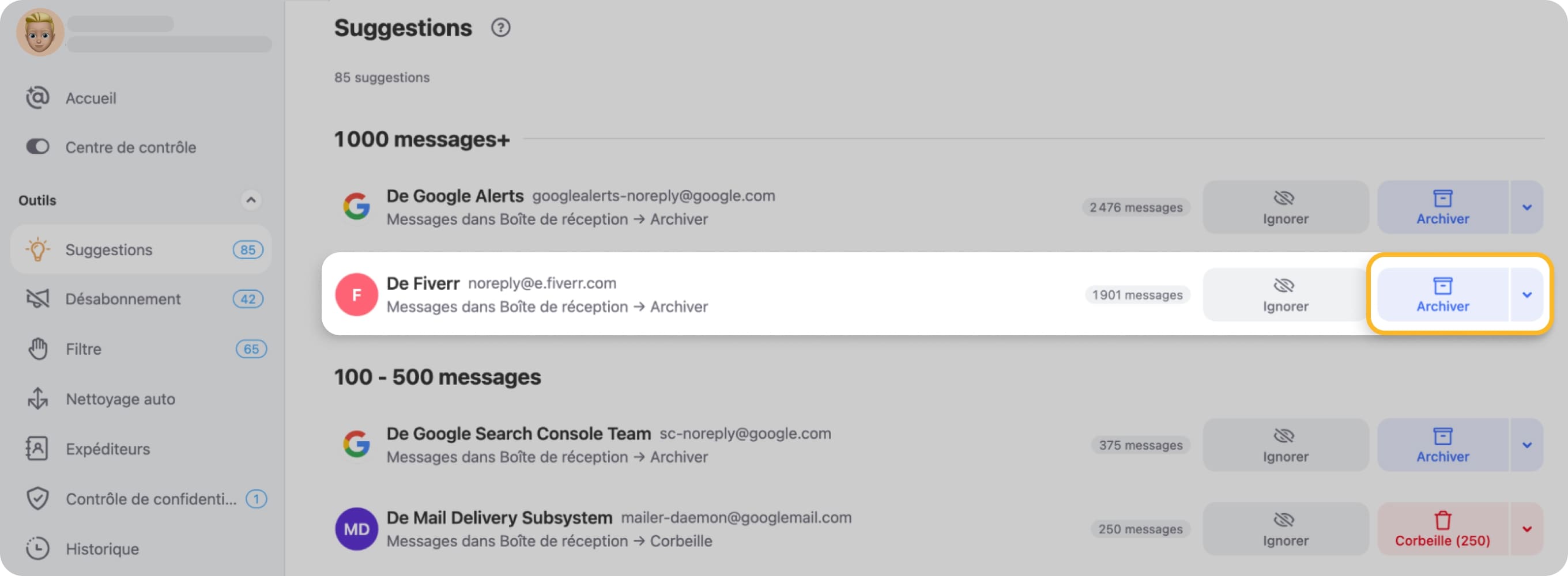 Nettoyez la boîte de réception Gmail vite avec Clean Email