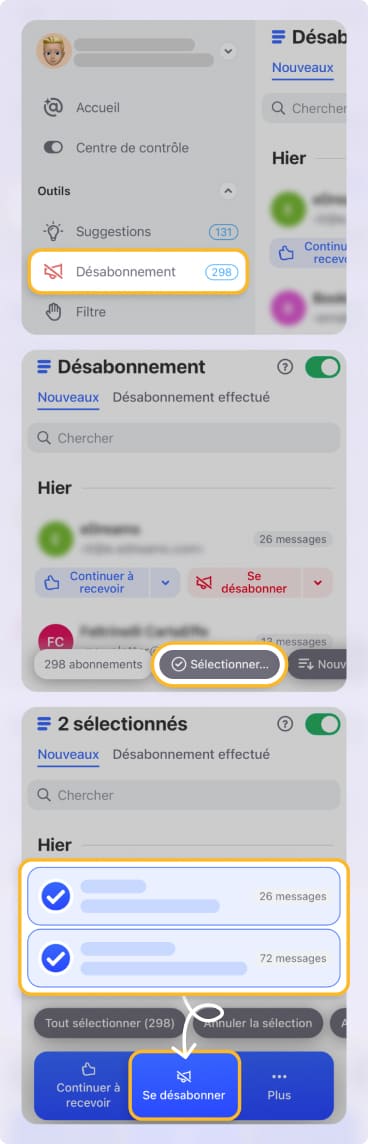 Autres fonctionnalités Clean Email pour gérer les promotions Gmail