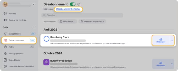 Se réabonner ou annuler un Se désabonner dans Clean Email