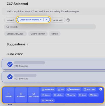 Older than 6 months feature in Clean Email