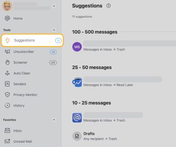 Cleaning Suggestions feature in Clean Email