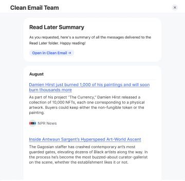 Read Later emails with Clean Email