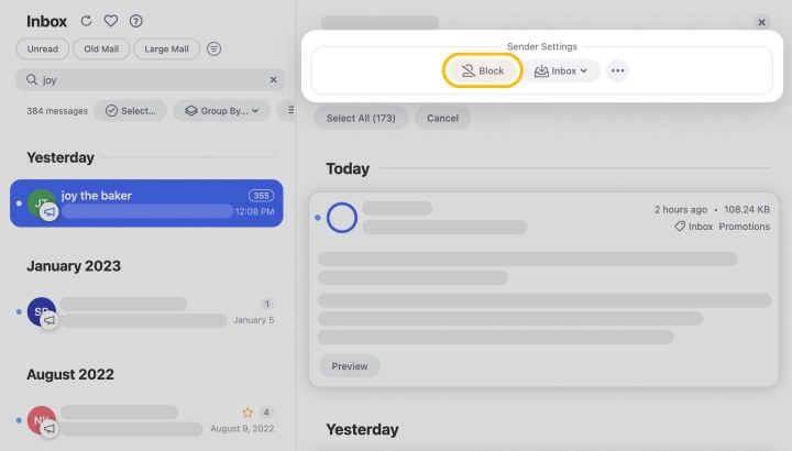 how do i block an email on my mac