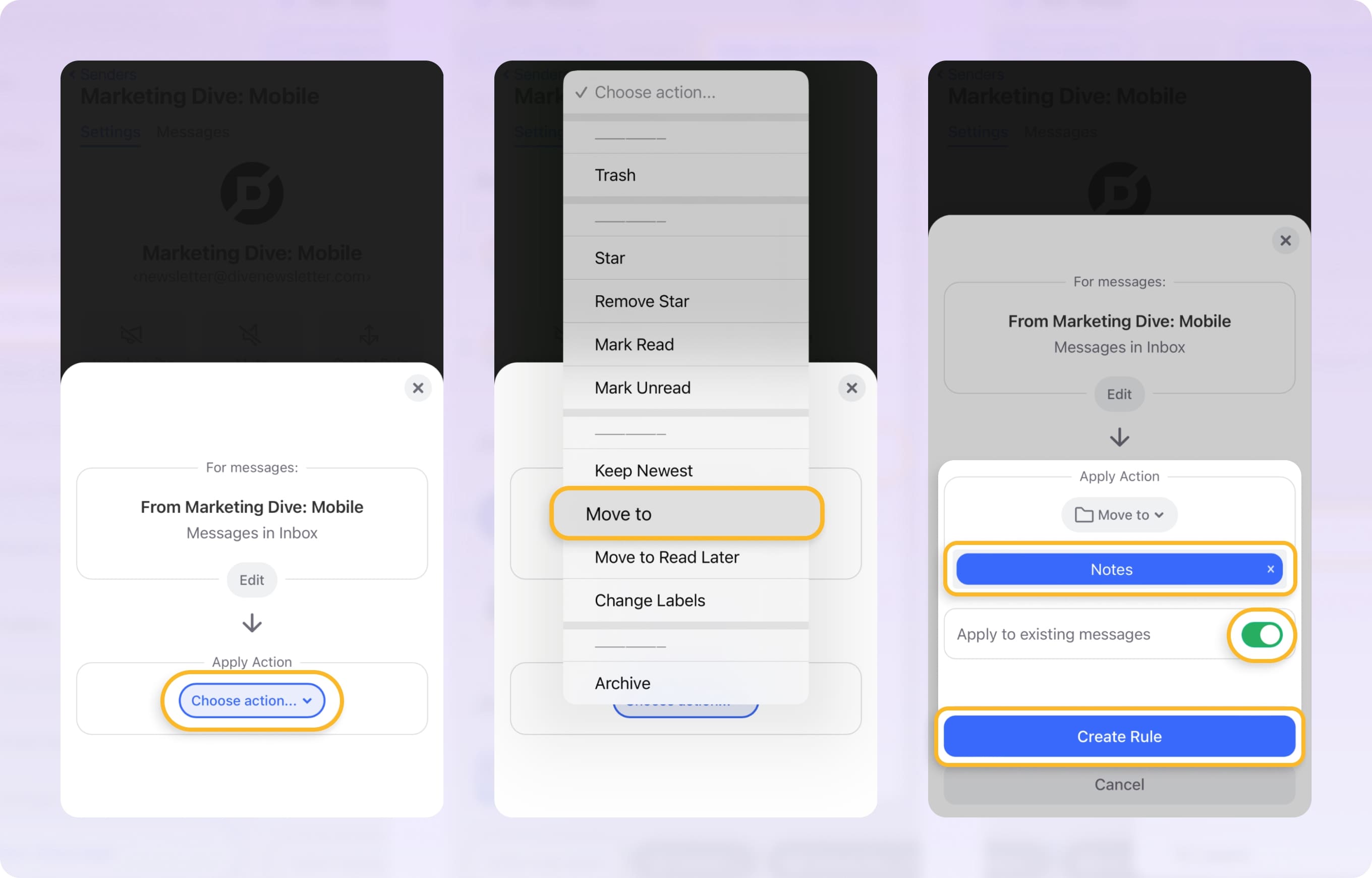 how to move email to folder in gmail on iphone