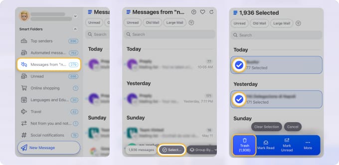 Bulk delete all automated messages in Clean Email