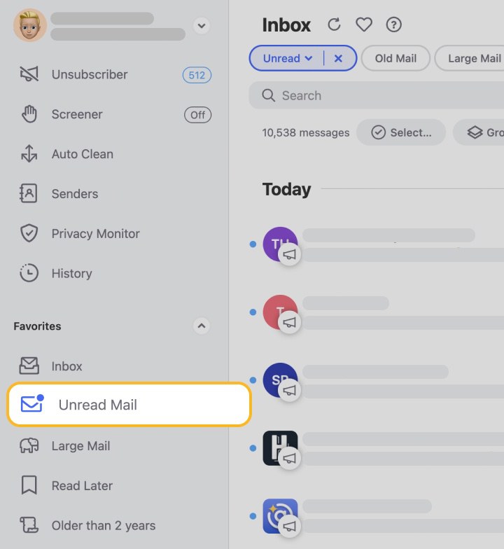 mailbird sort by unread