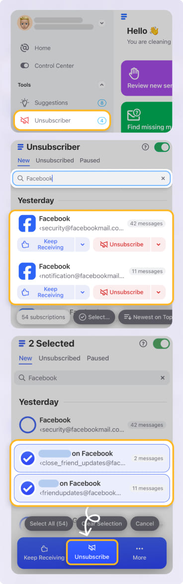 How to Unsubscribe from All Facebook Emails with Block Feature in Clean Email