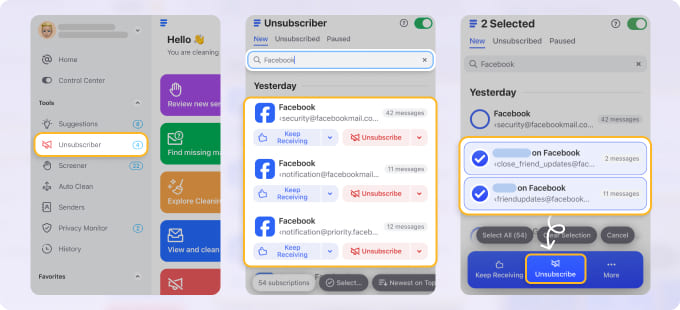 How to Unsubscribe from All Facebook Emails with Block Feature in Clean Email