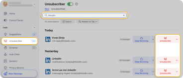 Stop LinkedIn from sending emails using Clean Email