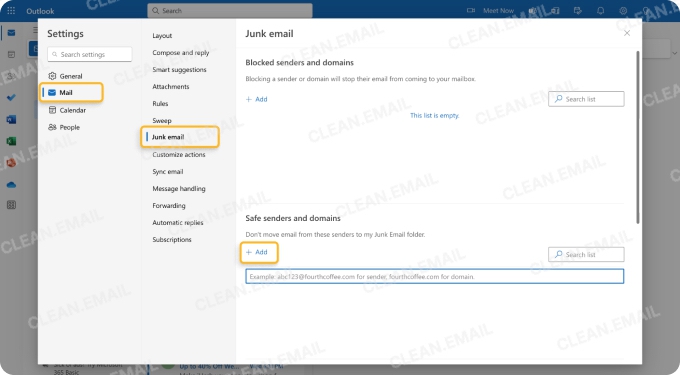 Junk email filtering in Outlook