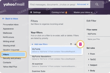 Edit or remove email filters causing misfiled messages