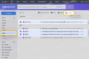Mark legitimate emails as Not spam in Spam folder