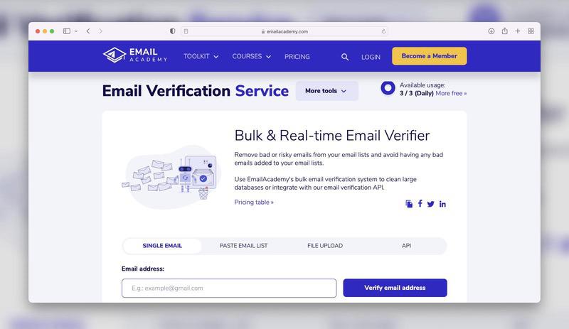EmailAcademy best email service to validate email