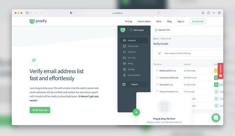 Proofy service to validate emails